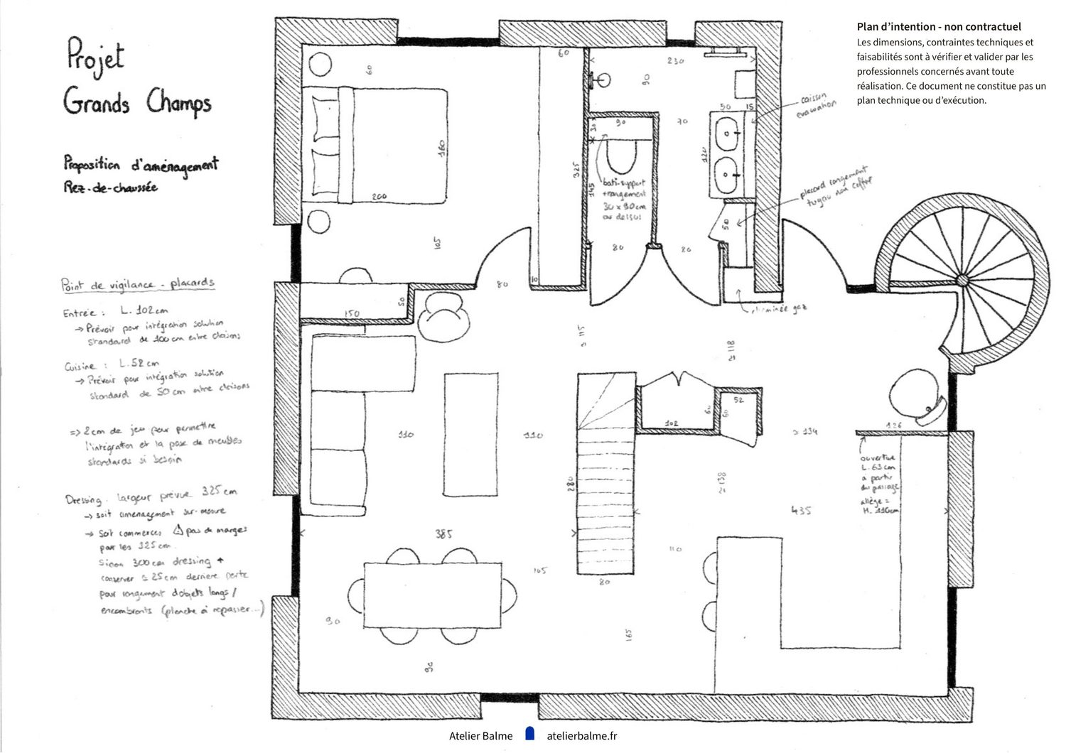 Plan détaillé du rez-de-chaussée d'une maison avec escalier à Eybens