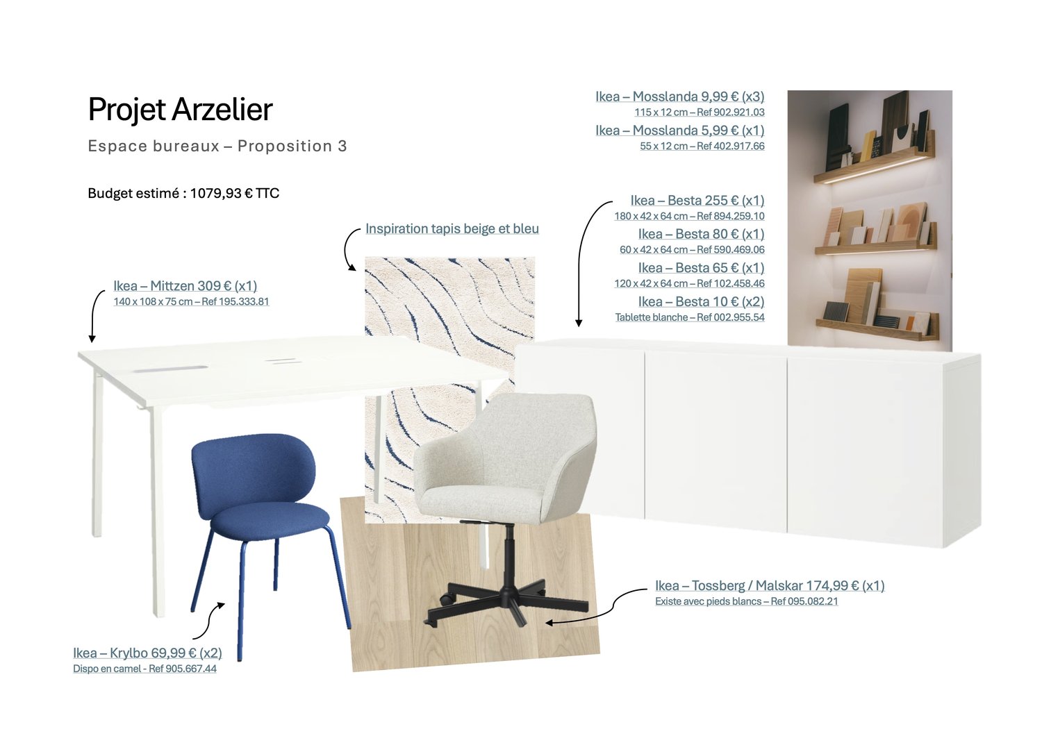 Shopping list de l'espace bureau, proposition 3