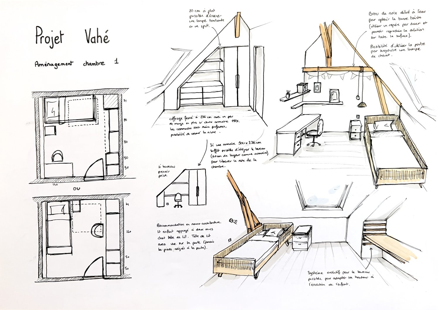 Croquis d'aménagement du Projet Vahé — Chambre d'enfant 1