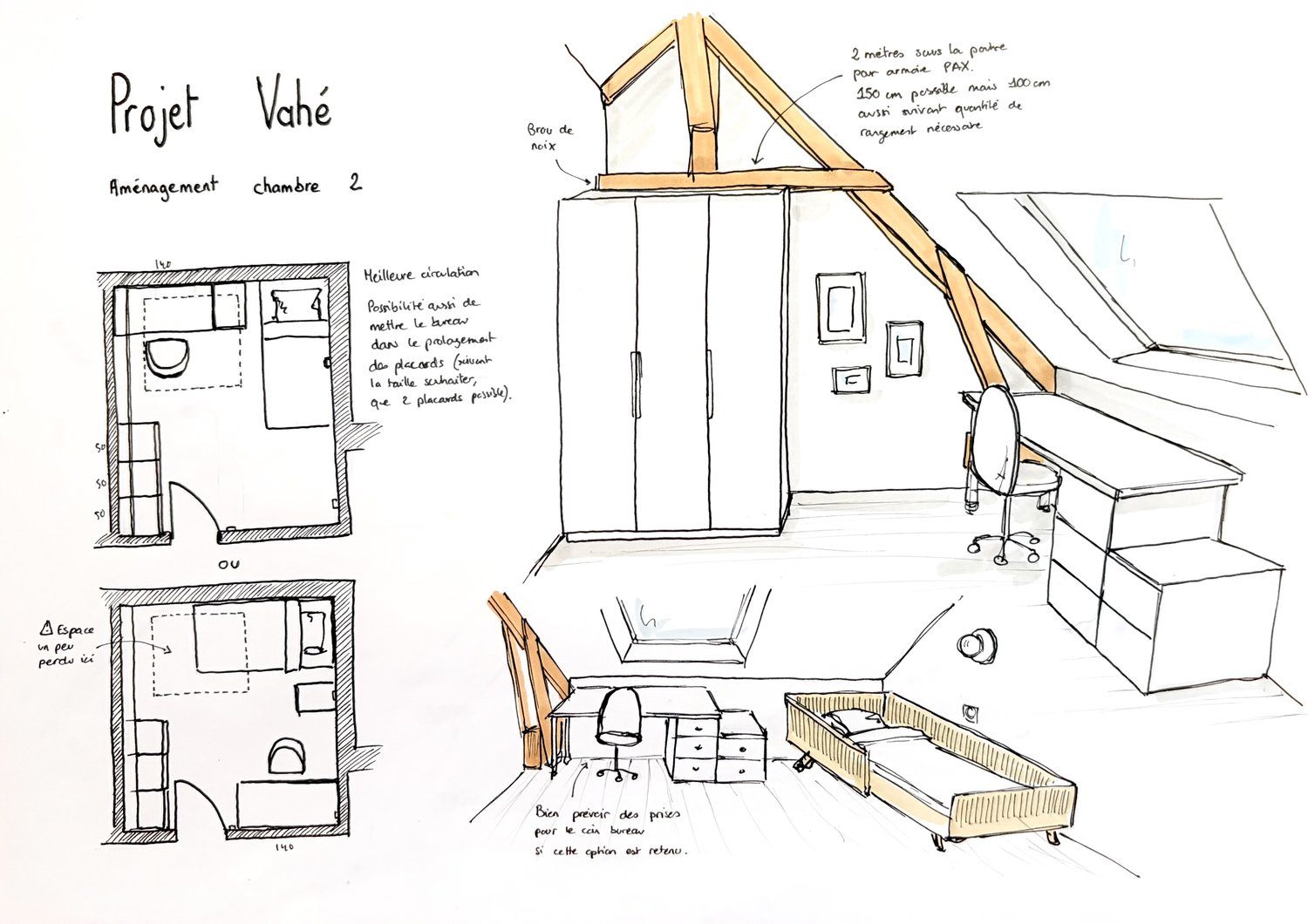 Croquis d'aménagement du Projet Vahé — Chambre d'enfant 2